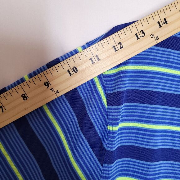 Nike Polo Shirt Mens XXL Striped Blue, Green Tour Performance Dri Fit Golf - Picture 8 of 11
